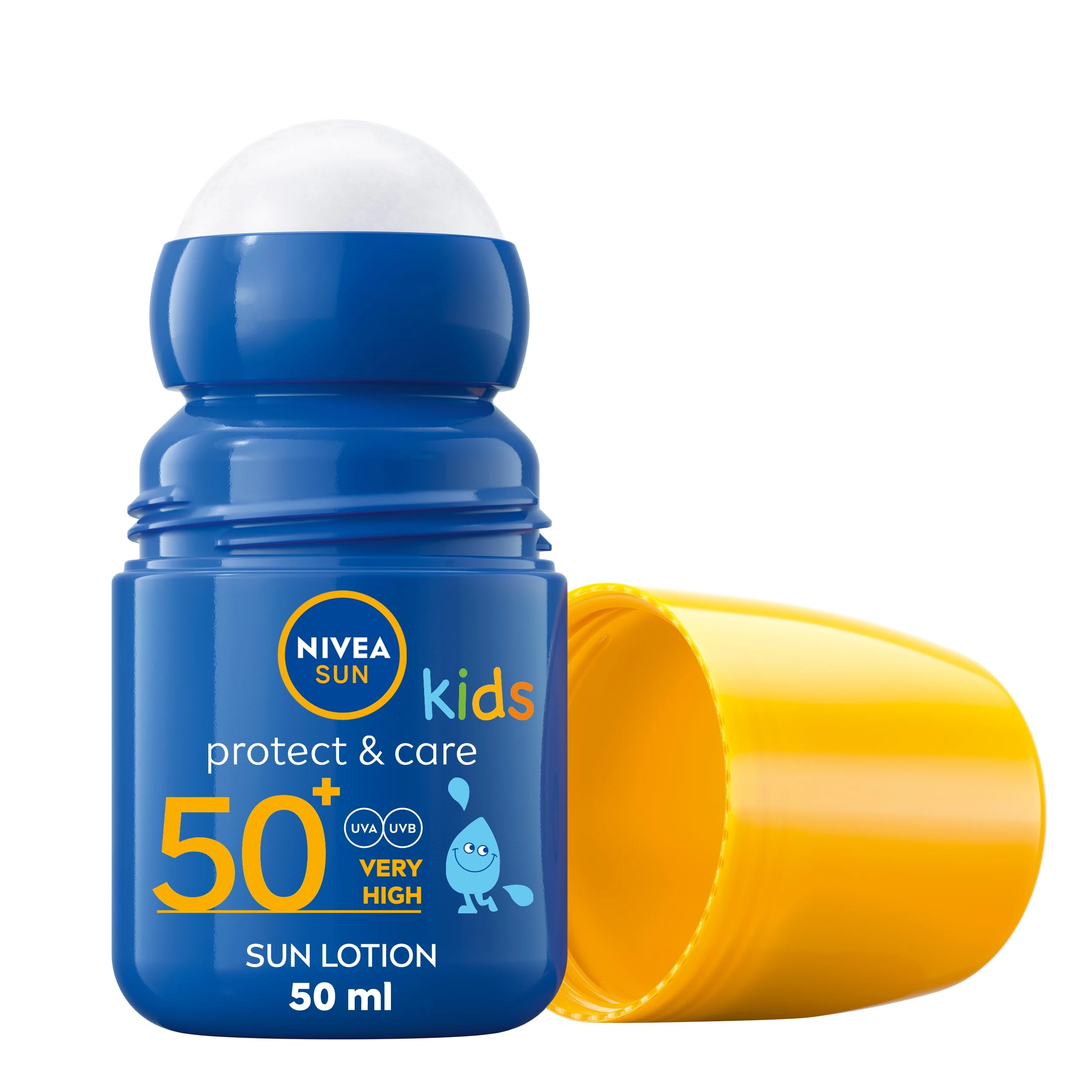 NIVEA Sun Kids Protect & Care SPF 50+ Roll On (50ml), Sunscreen with SPF 50, Roll-On Kids Sun Cream for Delicate Skin, Immediately Protects Against Sun Exposure