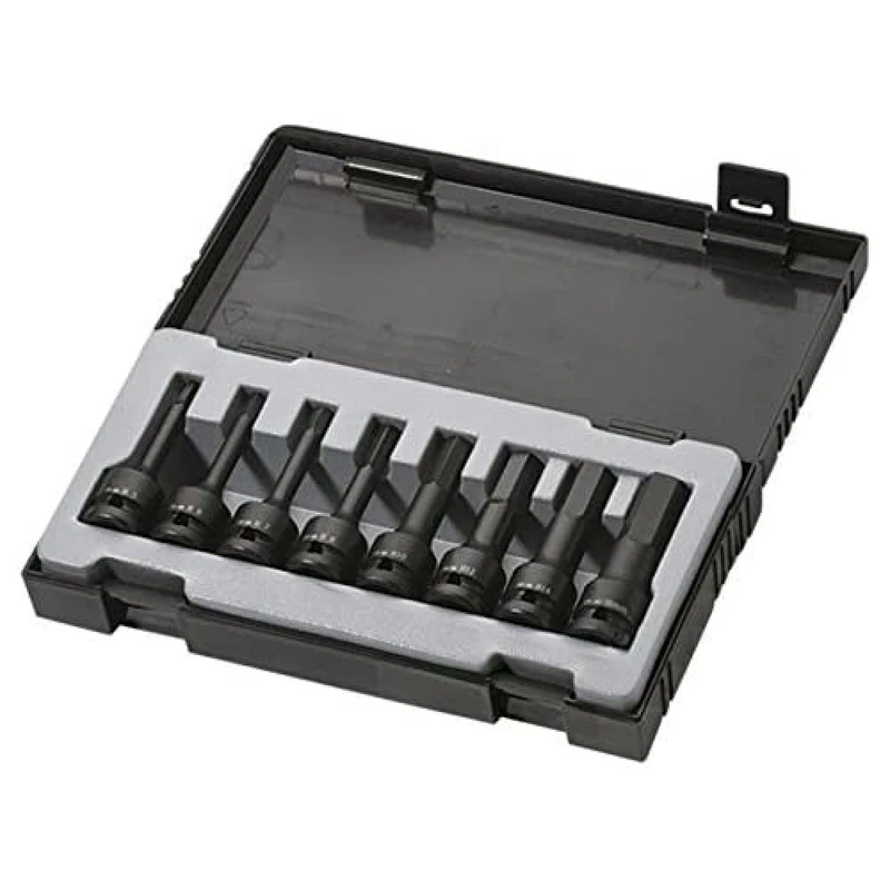 JBM 52339 Hex Impact Bits, Black, 1/2", Set of 8 Pieces