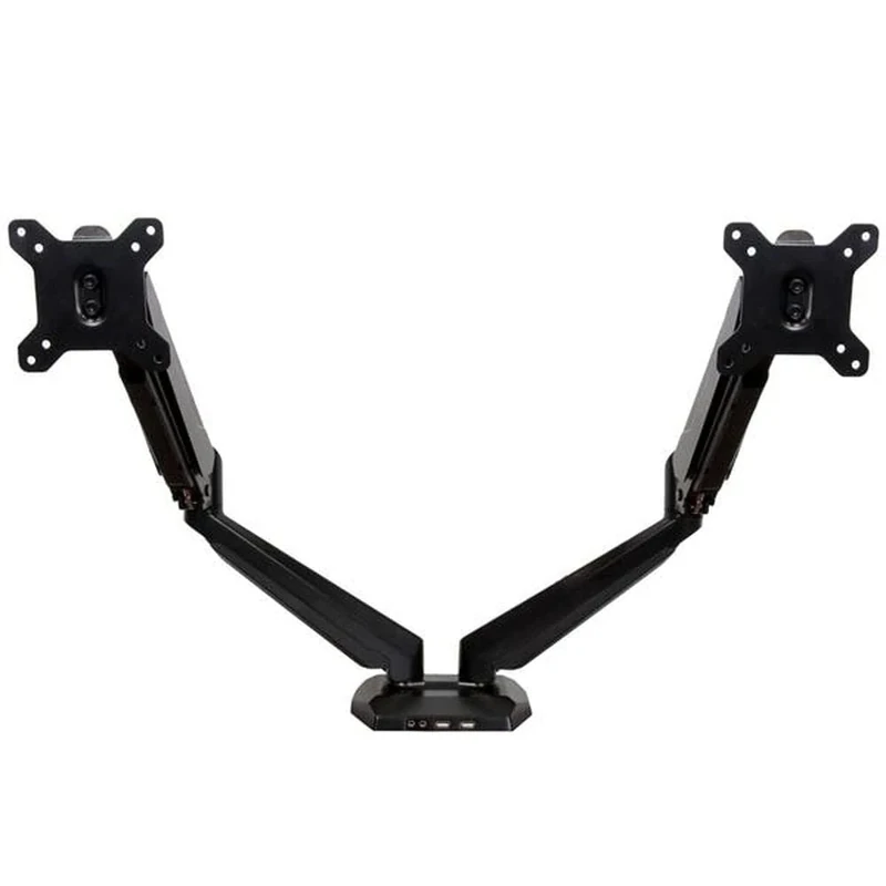 StarTech.com Desk Mount Dual Monitor Arm - Adjustable - Supports Monitors 12” to 30” - Full Motion VESA Mount Double Monitor Arm - Desk Clamp - Black (ARMSLIMDUO)