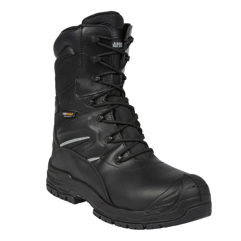 Apache Workwear Men's Combat Safety Boot | UK Size 6 | Composite Anti Scuff Toe Protection | Black Leather High Leg Shoe | Waterproof and Breathable Inner Lining