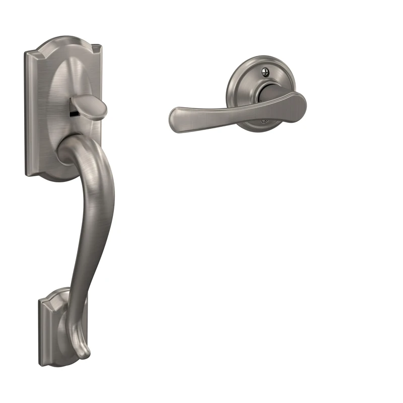 SCHLAGE FE285 CAM 619 VLA Camelot Trim Lower Half Front Entry Handleset with Avila Lever, Satin Nickel