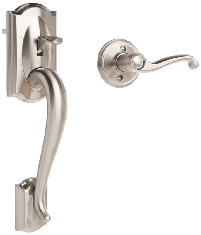 SCHLAGE FE285 CAM 619 FLA LH Camelot Trim Lower Half Front Entry Handleset with Flair Left Hand Lever, Satin Nickel