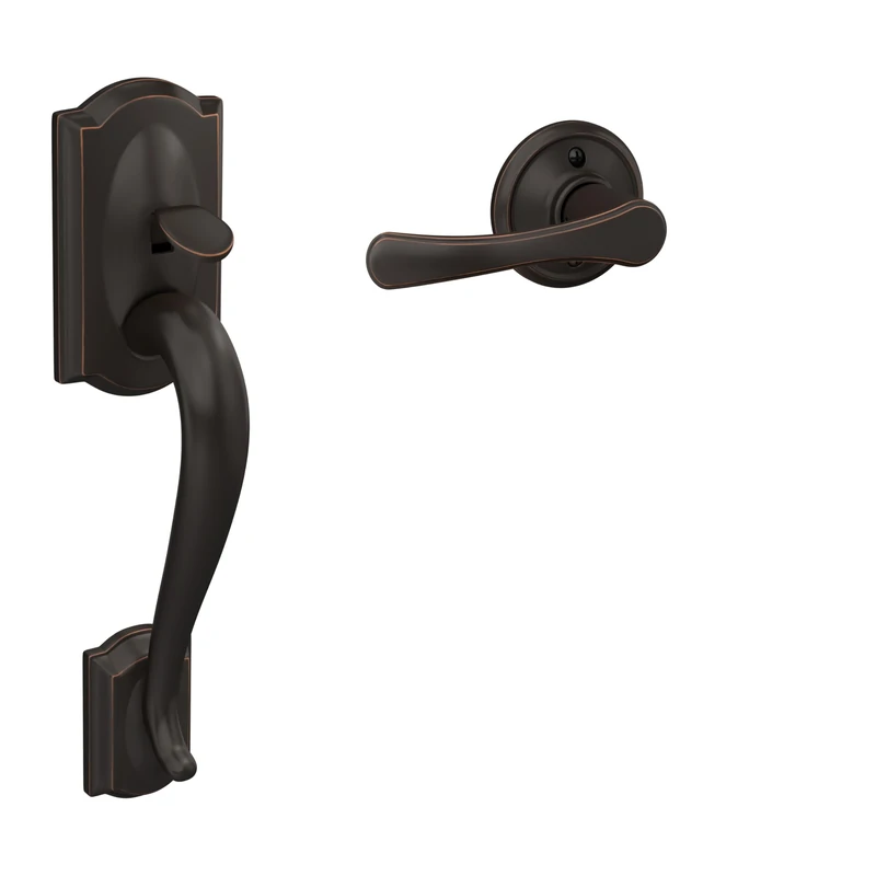 Schlage FE285 CAM 716 VLA Camelot Trim Lower Half Front Entry Handleset with Avila Lever, Aged Bronze
