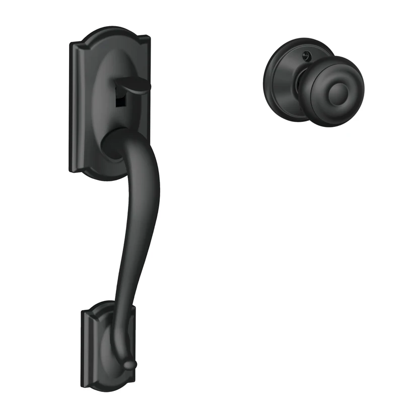 SCHLAGE FE285 CAM 622 GEO Camelot Trim Lower Half Front Entry Handleset with Georgian Knob, Matte Black