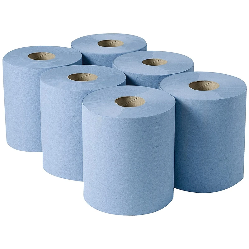 2Work 3-Ply Centrefeed Roll 135m Blue (Pack of 6) 2W00083