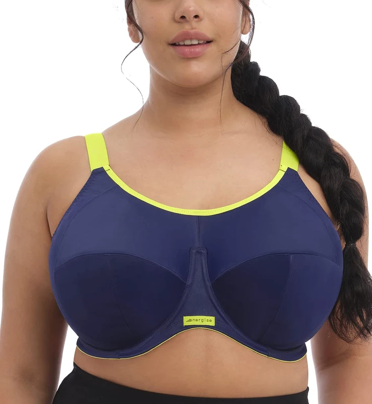 Elomi Women's Plus-Size Energise Underwire Sport Bra, Opaque, Navy, 36DD