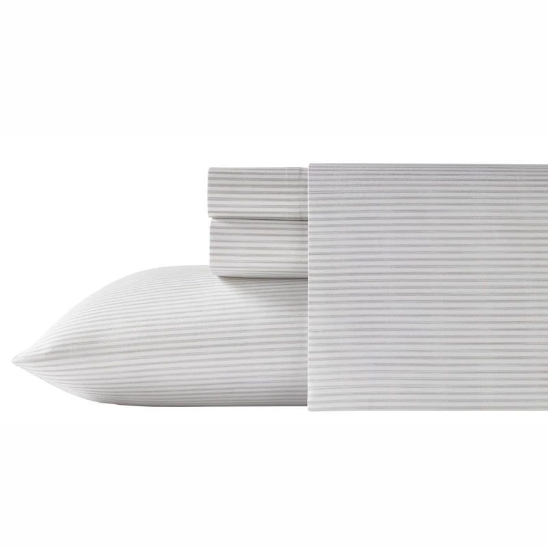 Tommy Bahama Sheet Set-100, Crisp & Cool, Lightweight & Moisture-Wicking Bedding, Cotton, Paloma Beach Grey, King