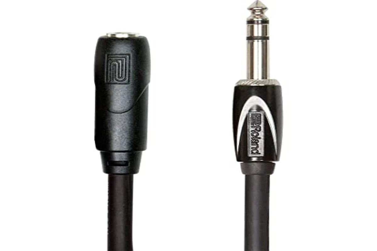 ROLAND 25Ft /7.5M Headphone Extension Cable, 1/4" Trs Male To Female - Rhc-25-1414, Black