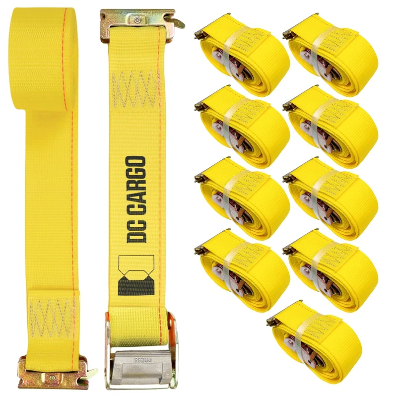 10 Tie-Down Straps, 2" x 12' Cam Buckle TieDown Straps for Cargo on Trucks, Trailers, Vans, Boats. Secure Motorcycles and Quads with Cam Straps