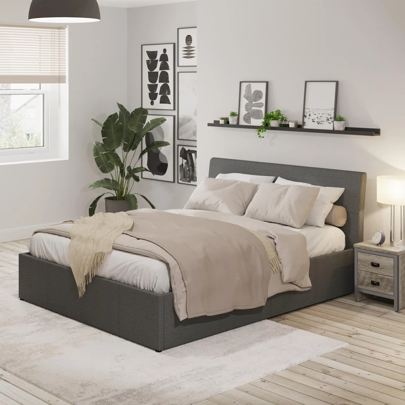 GFW Bed Frame, Grey, Double