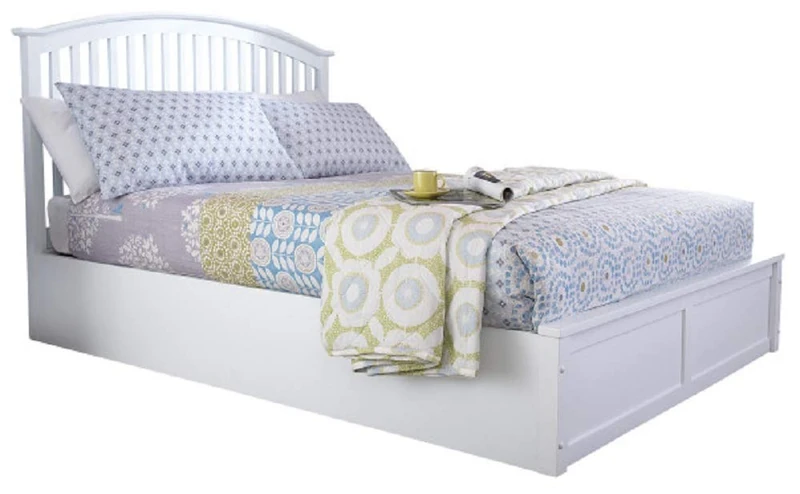 GFW Madrid Ottoman King Size Bed Frame, Under Mattress Support Board, Thick Wooden Slats And Underbed Storage White Dimensions: (L) 209 x (W) 163 x (H) 114 cm - Image 1