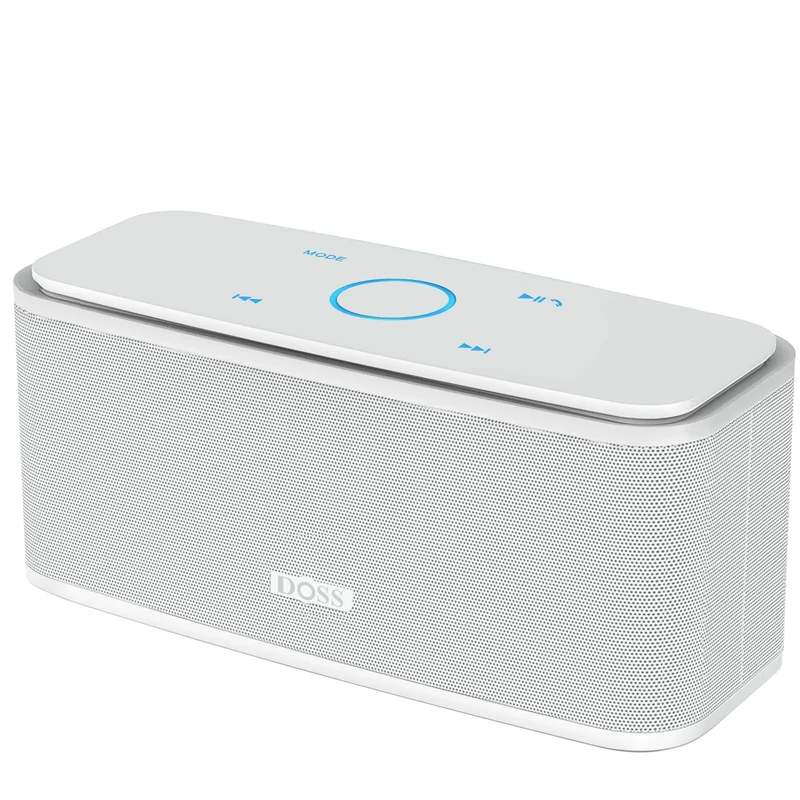 DOSS SoundBox Touch Wireless Bluetooth Speaker-12W HD Sound with Rich Bass, IPX5 Waterproof, 20H Playtime, Ideal Christmas & White Elephant Gift for Men, Women, Teens, Office, Home, Travel-White