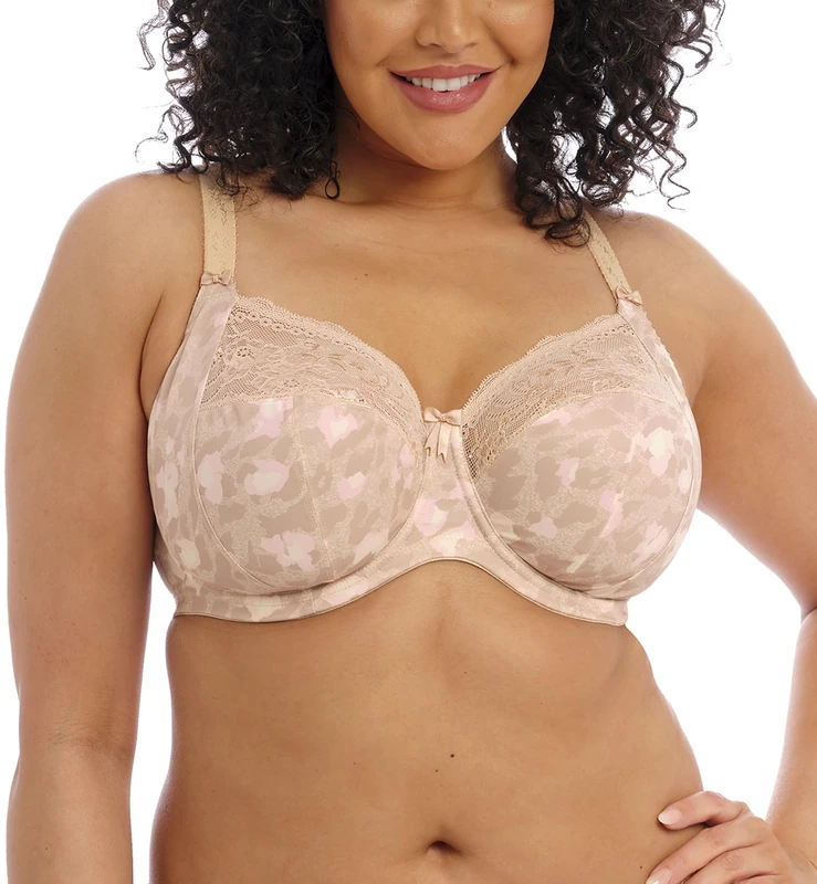 Elomi Women's Plus Size Morgan Underwire Branded Bra with Stretch Lace, Toasted Almond, 32JJ US