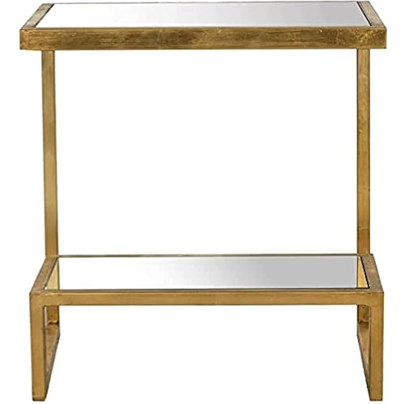 SAFAVIEH Glam Accent Table with Iron Legs, in Gold and White, 35 X 50 X 54.61