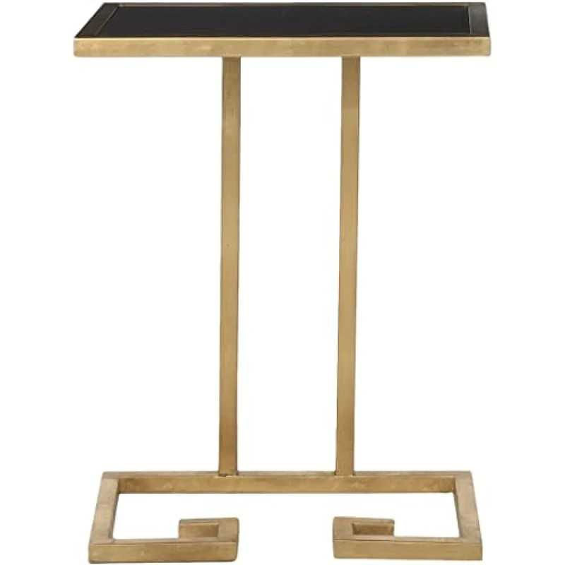 SAFAVIEH Glam Accent Table with Iron Legs, in Gold and Black, 25 X 40 X 53.34