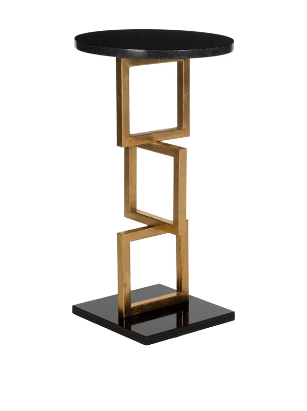 SAFAVIEH Glam Accent Table with Iron Legs, in Gold and Black, 32 X 32 X 58.92