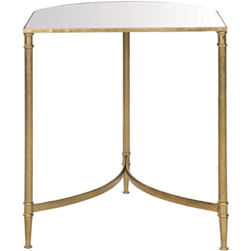 SAFAVIEH Glam Accent Table with Iron Legs, in Gold and Mirror, 45 X 51 X 50.8