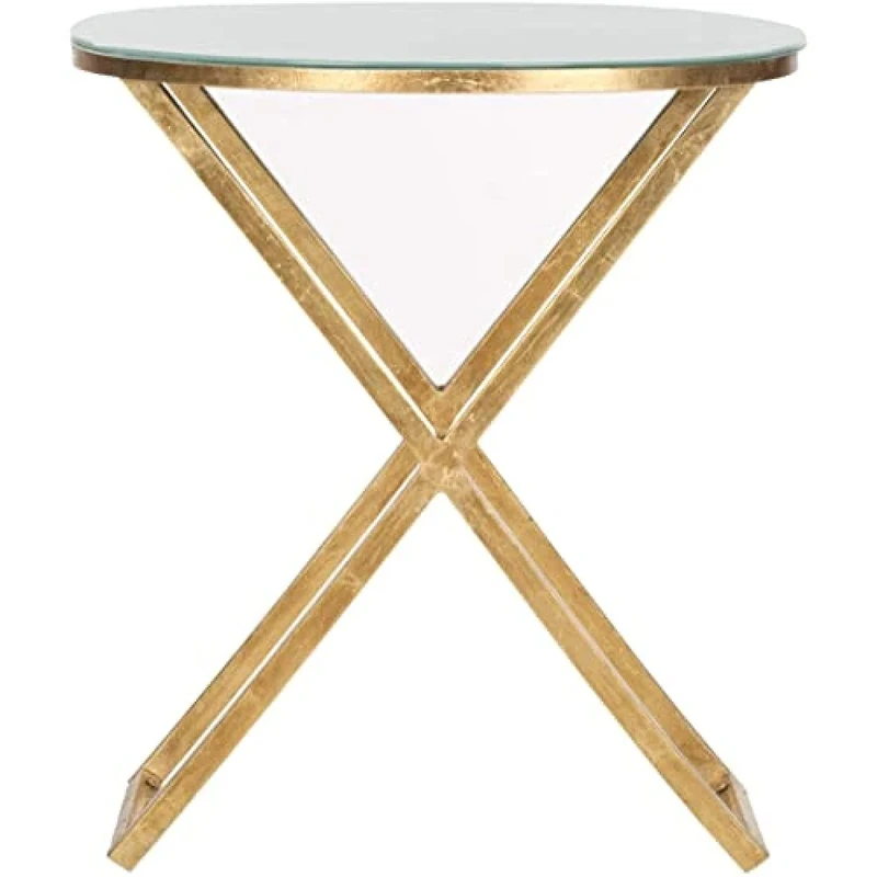 SAFAVIEH Glam Accent Table with Iron Legs, in Gold and Black, 51 X 51 X 58.16