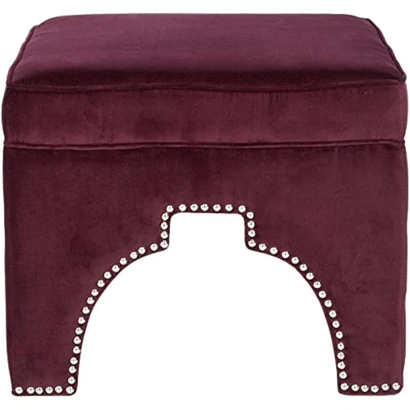 SAFAVIEH Upholstered Ottoman, in Bordeaux, 55 X 55 X 45
