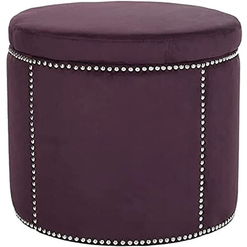 SAFAVIEH Upholstered Ottoman, in Plum, 55 X 55 X 50