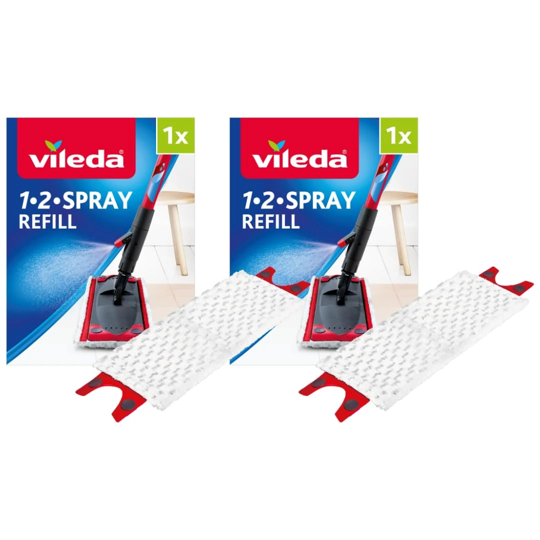 Vileda 1-2 Spray Microfibre Pads Refill Mop Head Replacement Set for Vileda Ultramax and Spray Mops, Pack of 2 Refills