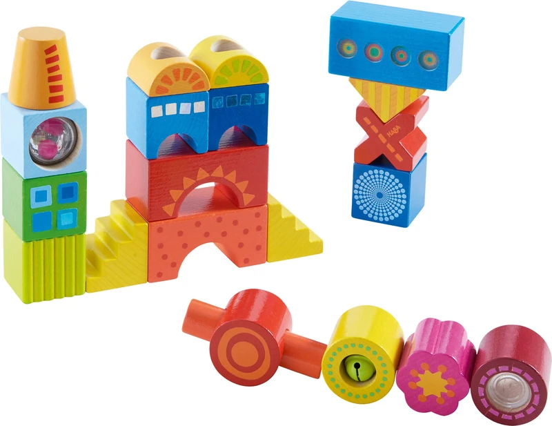 HABA Joy Building Blocks Set | Colourful Wooden Shapes for Creative Play and Early Exploration | Open-Ended Building Toy for Toddlers | Imaginative Stacking and Construction for Ages 18 Months+