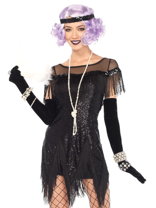 Leg Avenue 85568 Black Roaring 20s Foxtrot Flirt Fancy Costume Set (Small, 2-Piece) Dress, Size: S (UK 6-8) - Image 1