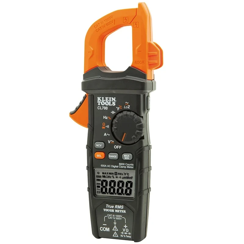 Klein CL700 AC Auto-Ranging LOZ Digital Clamp Meter, Orange