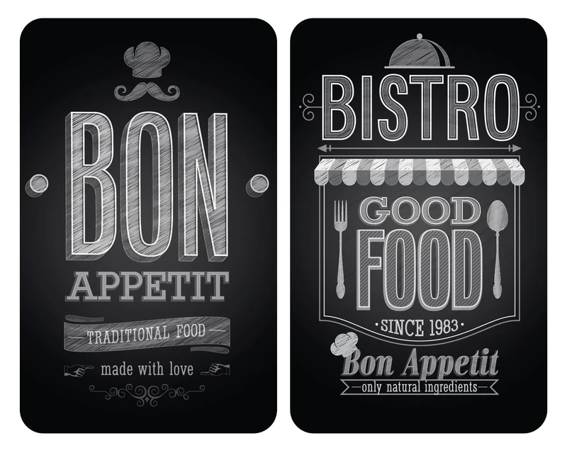 WENKO 2521483100 Universal cover plates Bon Appetit - set of 2, for all types of cookers, Tempered glass, 30 x 52 cm, Multicoloured