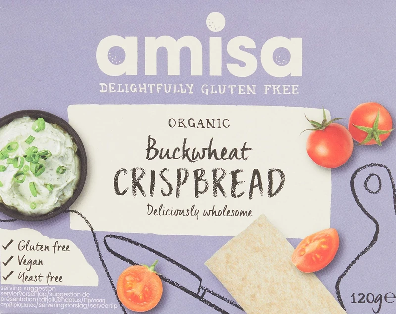 Organic Gluten-Free Buckwheat Crispbread, 120g - Low Carb, Yeast-Free, GMO-Free & Vegan-Friendly - The Perfect Healthy Snack