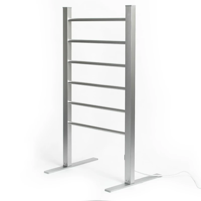 Status 100W 6 Bar Aluminium Heated Towel Rail, Free Standing Electric Dryer, Silver (AHTR-100W1PKB)