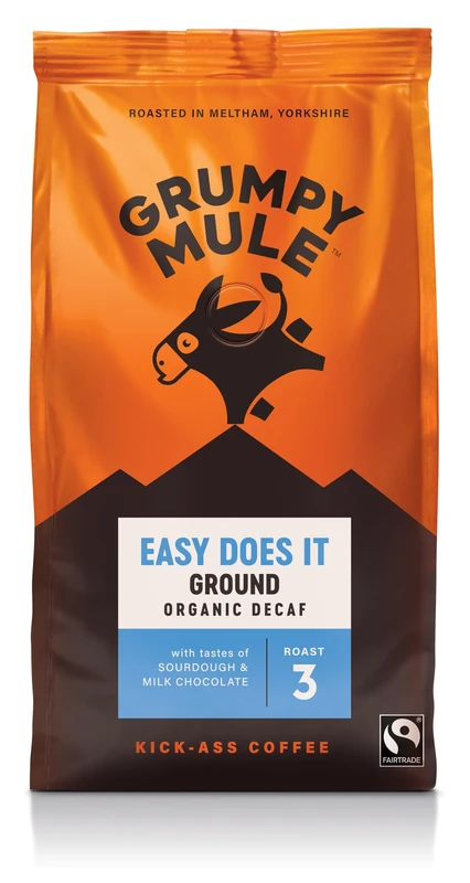 Grumpy Mule Easy Does It Swiss Water Organic (Decaf Ground Coffee) with notes of Milk Chocolate 200g