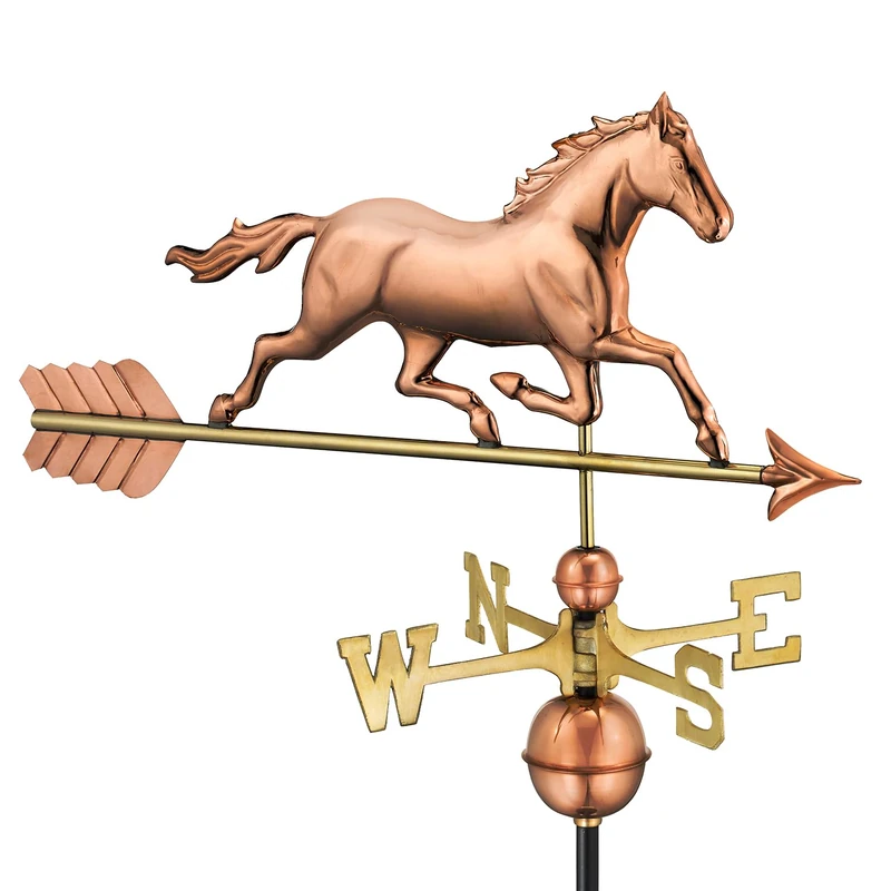 Good Directions Trotting Horse Weathervane, Pure Copper - Image 1