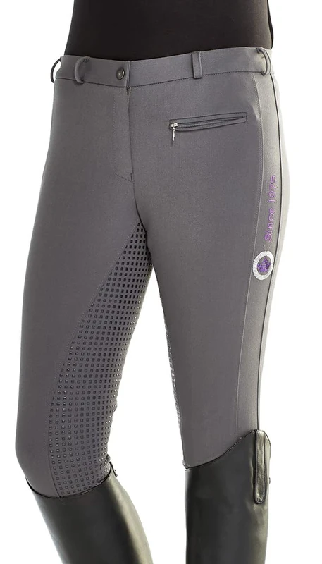 PFIFF ladies riding breeches Yasmin, silicone grip seat, grey, 42 EU