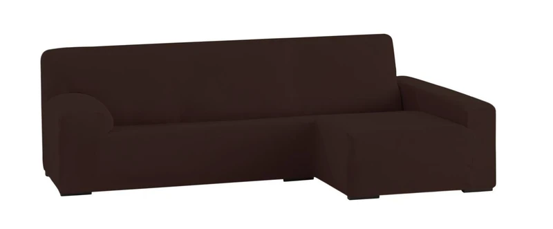 Eysa Ulises Elastic Chaise Longue Cover Right, Front View, Colour 07-Brown, Polyester-Cotton, 250-310 cm - Image 1