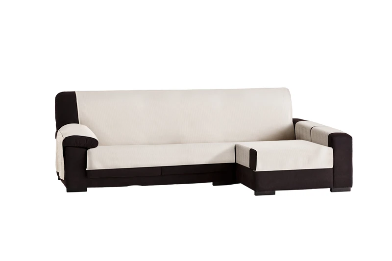 Eysa Bianca chaise longue cover 240 cm right, front view, color 00-ecru, Cotton, 37 x 9 x 29 cm