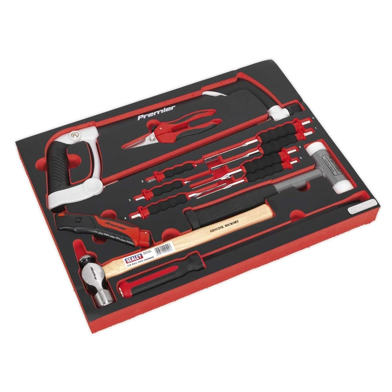 Sealey Tbtp06Uk Tool Tray with Hacksaw, Hammers & Punches 13Pc