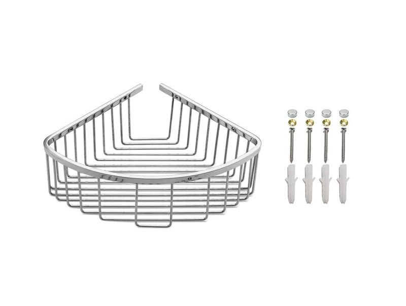 Viborg Deluxe Solid Thick Sus304 Stainless Steel Wire Wall Mount Mounted Single Tier Bathroom Bath Shower Corner Basket Shelf Tidy Caddy Storage Shampoo Holder Organizer, Xs-808 (Polished mirror-like) - Image 1