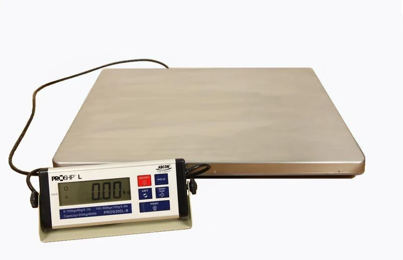 ABCON PROSHIP VERY LARGE 56x46cm Digital 300Kg / 660lb from 50g Increments Heavy Duty Industrial Postal Parcel Shipping Platform Warehouse Vet Scales - UNIQUE FEATURES - DYNAMIC WEIGHING - USB OUTPUT