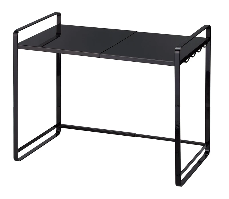 Yamazaki 3131 TOWER Extendable Kitchen Rack, black, Steel, Minimalist, 47.5～75 x 35 x 50 cm