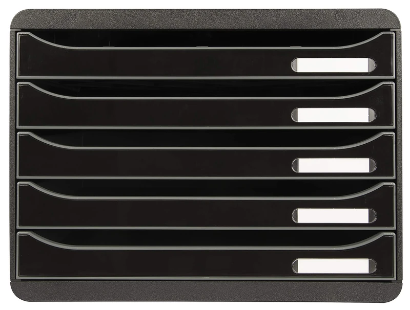 Exacompta - Ref 308714D - Big-Box Plus ECOBlack - 5 Drawer Set - 270 x 355 x 271mm in Size, 43mm Drawer Height, Landscape, Open Drawers for Easy Insertion - Black