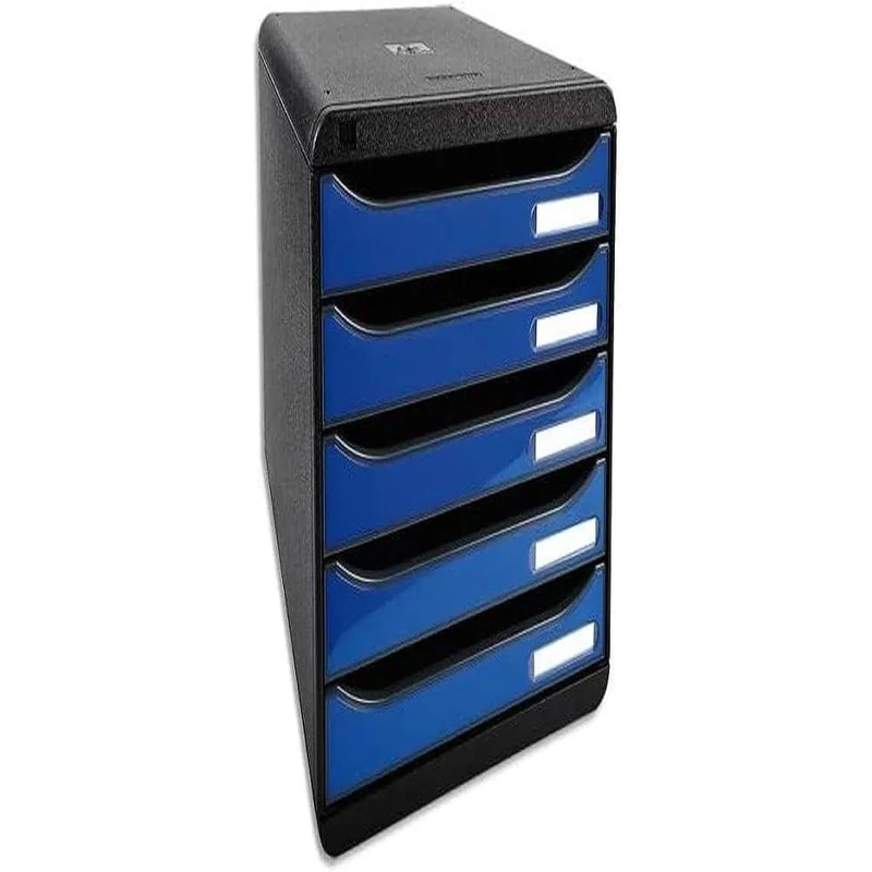 Exacompta - Ref 3097279D - BIG-BOX PLUS Desktop Drawer Set - 5 x 43mm Drawers, Suitable for A4+ Documents, 347 x 278 x 271mm, 100% Recycled Plastic - Light Grey