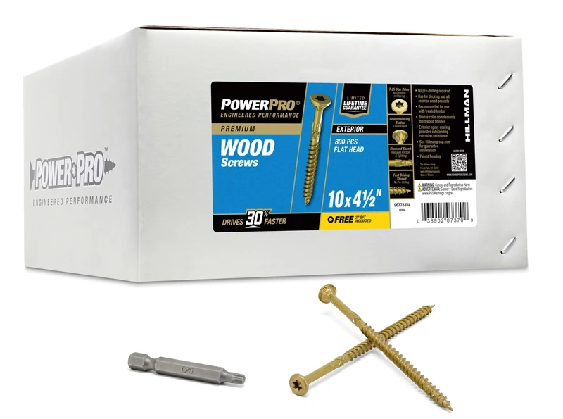 Hillman 967783 Power Pro Premium Exterior Wood Screw, 10 X 4 1/2-Inch, 800 Pack