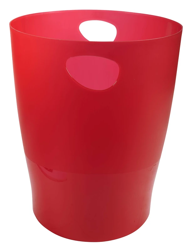 Exacompta - Ref.45324D - Set of 8 waste paper bins with ECOBIN handles - large capacity 15 liters - dimensions 26.3 x 26.3 x 33.5 cm - 1 year warranty - Translucent Carmine red
