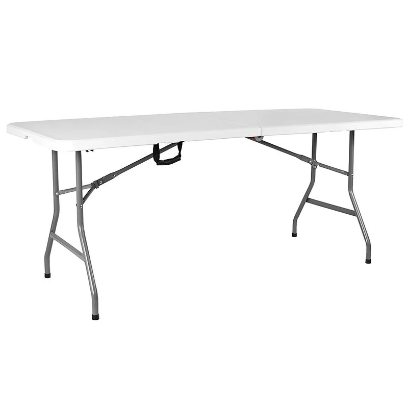 Vida Designs Heavy Duty Trestle Rectangular Folding Picnic Tray Table, Silver, 29.5 cm D x 72 cm W x 28.3 cm H, 6ft - Image 1