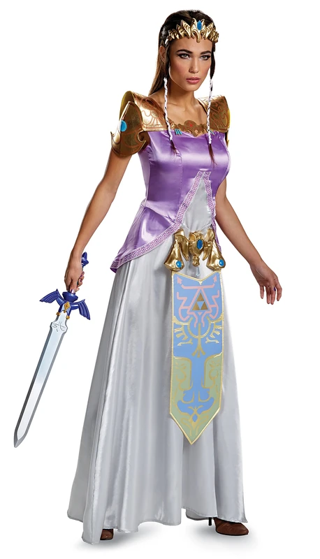Disguise Legend of Zelda Fancy Dress for Women, Officially Licensed, Deluxe Dress Up for Adults, Includes Detailed Headpiece, Layered Dress with Golden Details, For UK 16-18