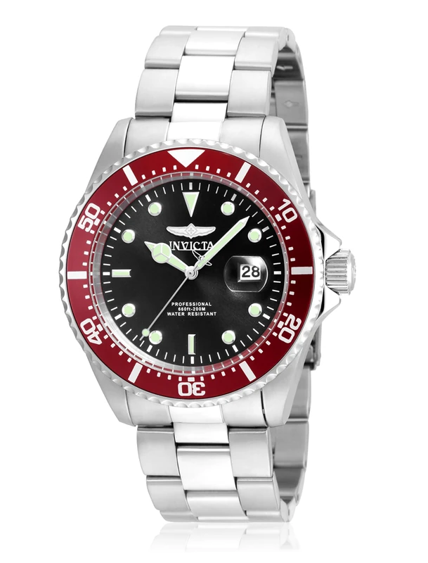 Invicta Pro Diver 22020 Men's Watch - Waterproof - Analogue - Quartz Movement - stainless steel with black dial - 43mm