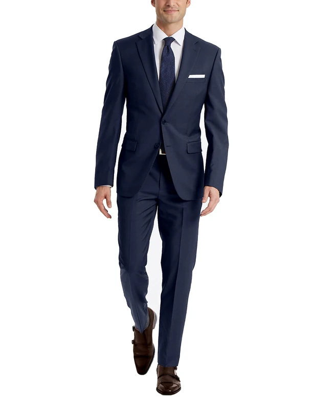 Calvin Klein mensMLBI17NWSlim Fit Stretch Suit Separates - Custom Jacket & Pant Size Selection Solid Long Sleeve Suit Jacket - Blue - 40W x 32L