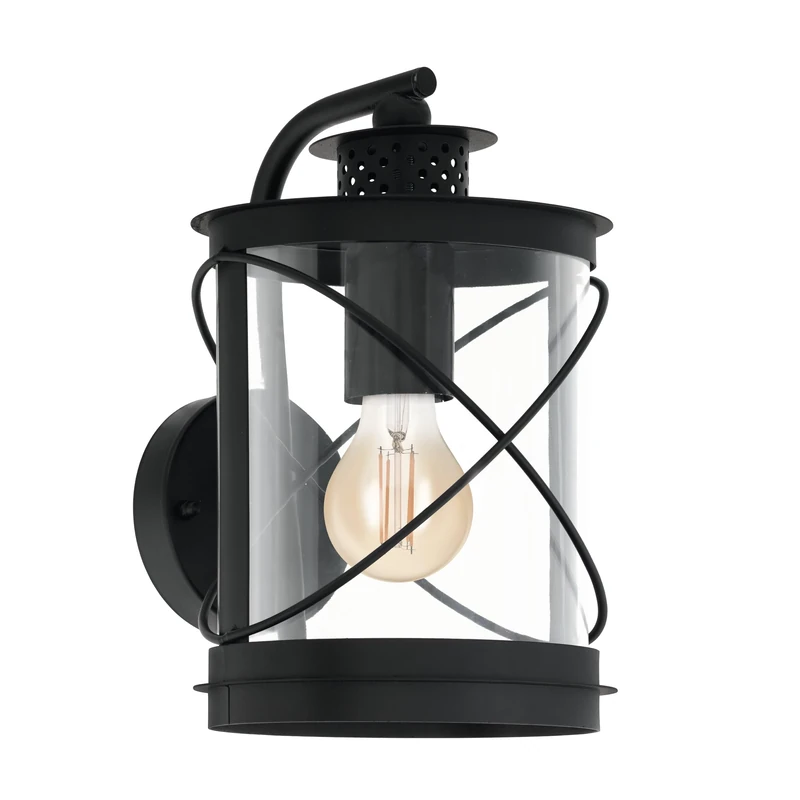 Eglo 94843 E27 Black Outdoor Wall Light HILBURN