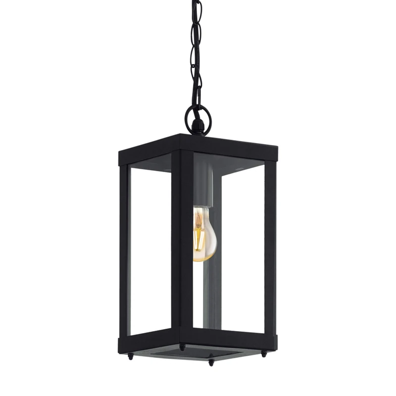 Eglo Alamonte Outdoor Pendant Light - Black Steel & Clear Glass